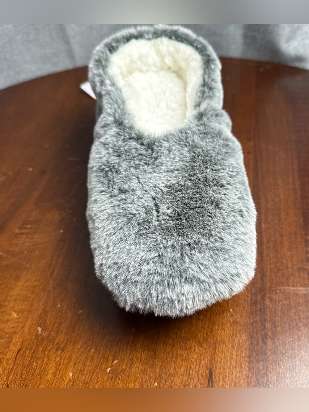 Auden Plush Faux-Fur Slippers - Gray with Cream Lining